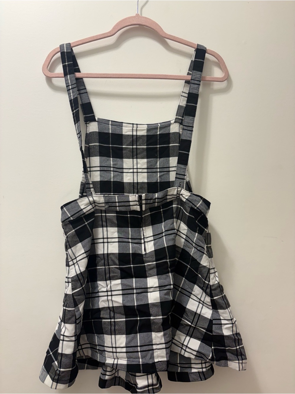 Girls Black & White Plaid Pinafore Jumper Dress